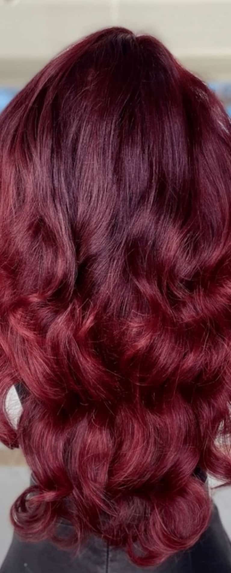 Hairdreams hair in Bordeaux red